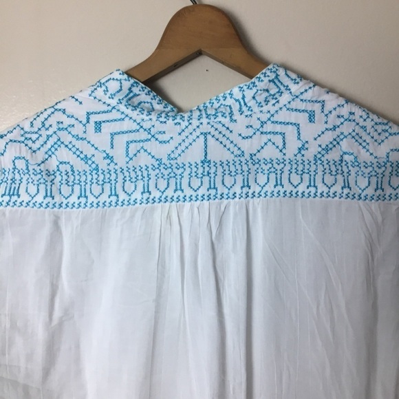 [Gretchen Scott] New White & Blue Embroidered Long Sleeve Top - Picture 8 of 10